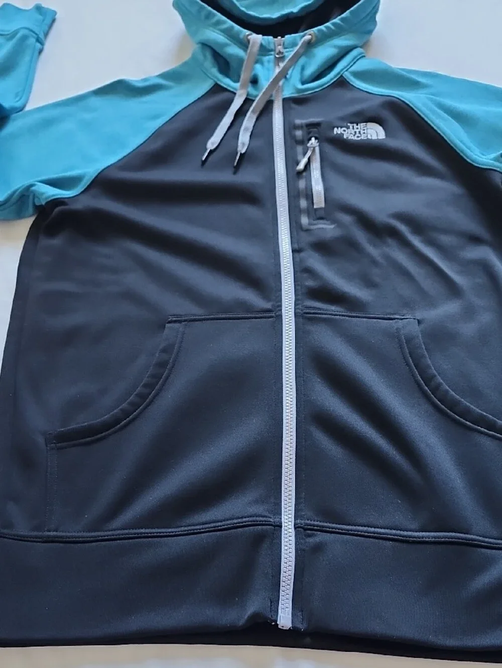 The North Face Blue Black Full Zip Hoodie Light Jacket Men's Small